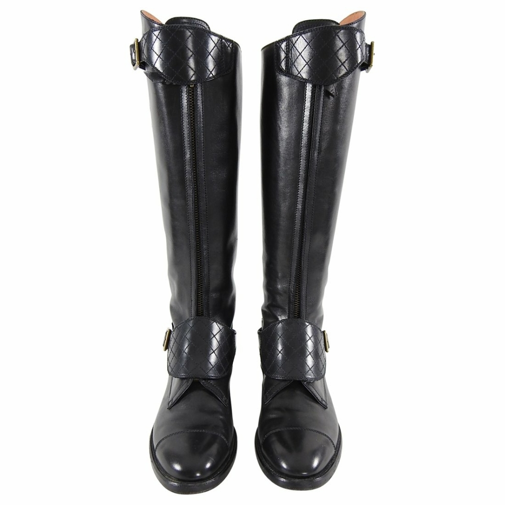 Chanel quilted leather riding boots